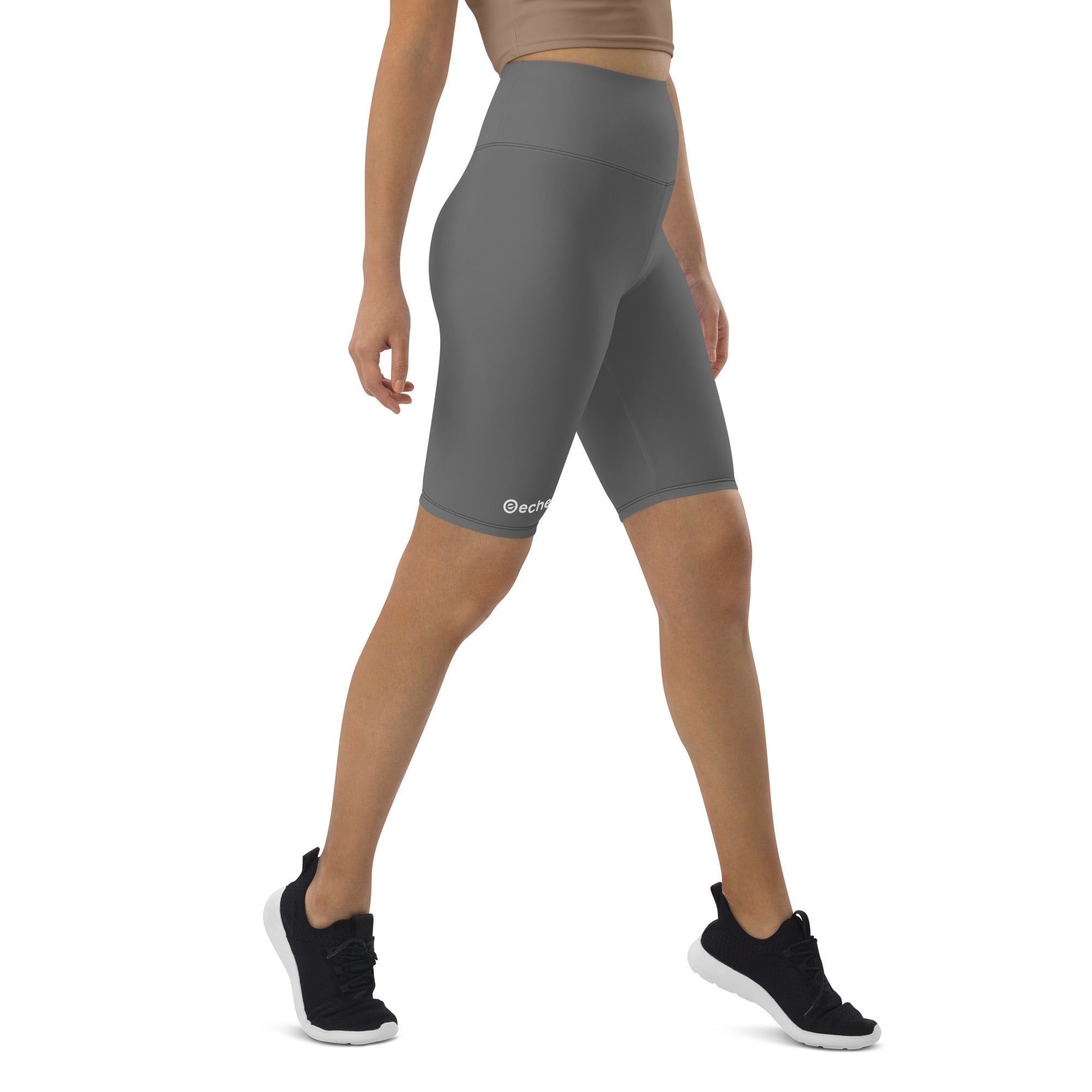 echelon-apparel-womens-biker-shorts-gris-taille-haute-poche image 2